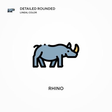 Gergedan vektör simgesi. Modern vektör illüstrasyon kavramları. Düzenlemesi ve kişiselleştirmesi kolay.