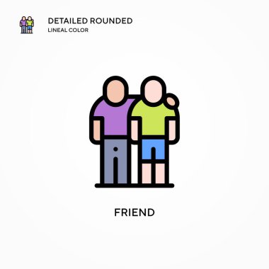 Arkadaş vektör simgesi. Modern vektör illüstrasyon kavramları. Düzenlemesi ve kişiselleştirmesi kolay.