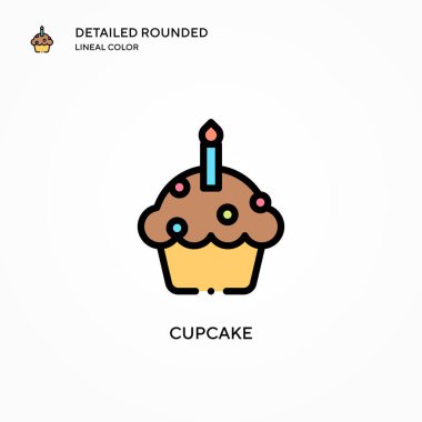 Cupcake vektör simgesi. Modern vektör illüstrasyon kavramları. Düzenlemesi ve kişiselleştirmesi kolay.