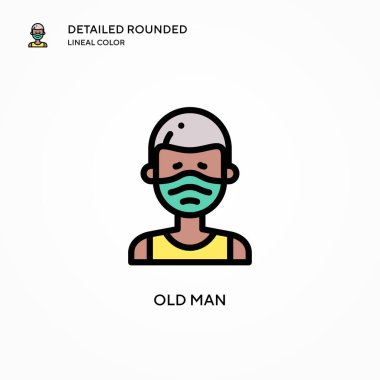 Yaşlı adam vektör simgesi. Modern vektör illüstrasyon kavramları. Düzenlemesi ve kişiselleştirmesi kolay.