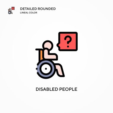Engelli insanlar vektör simgesi. Modern vektör illüstrasyon kavramları. Düzenlemesi ve kişiselleştirmesi kolay.