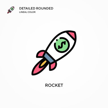 Roket vektör simgesi. Modern vektör illüstrasyon kavramları. Düzenlemesi ve kişiselleştirmesi kolay.