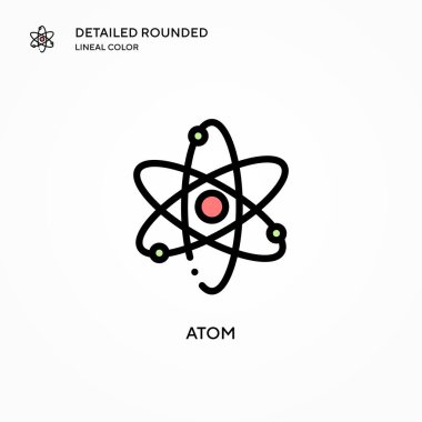 Atom vektör simgesi. Modern vektör illüstrasyon kavramları. Düzenlemesi ve kişiselleştirmesi kolay.
