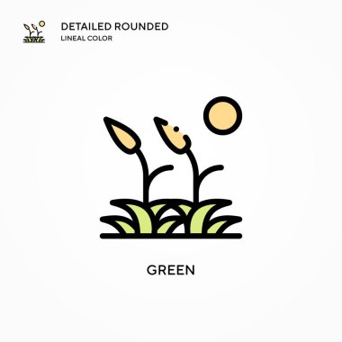 Yeşil vektör simgesi. Modern vektör illüstrasyon kavramları. Düzenlemesi ve kişiselleştirmesi kolay.