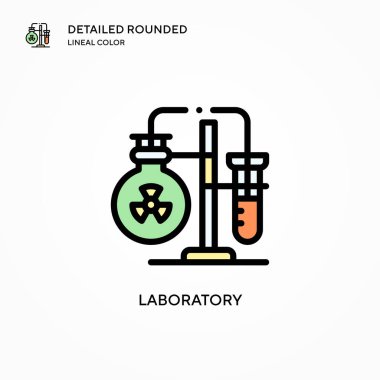 Laboratuvar vektör simgesi. Modern vektör illüstrasyon kavramları. Düzenlemesi ve kişiselleştirmesi kolay.