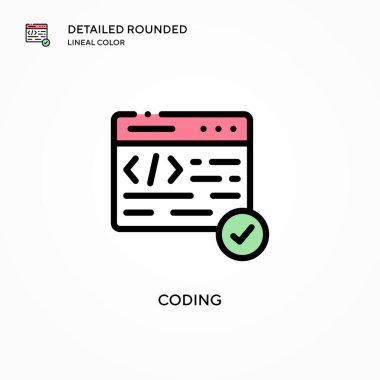 Kodlama vektör simgesi. Modern vektör illüstrasyon kavramları. Düzenlemesi ve kişiselleştirmesi kolay.