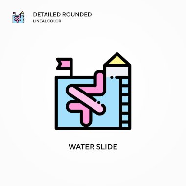 Su kaydırağı vektör simgesi. Modern vektör illüstrasyon kavramları. Düzenlemesi ve kişiselleştirmesi kolay.