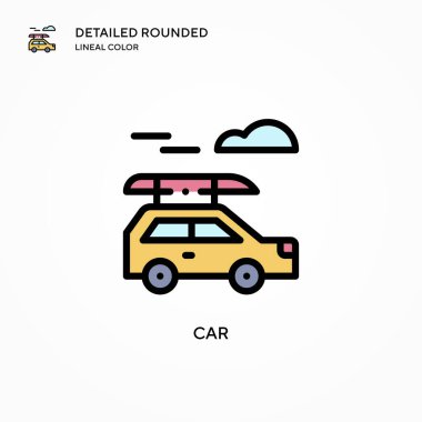 Araba vektör simgesi. Modern vektör illüstrasyon kavramları. Düzenlemesi ve kişiselleştirmesi kolay.