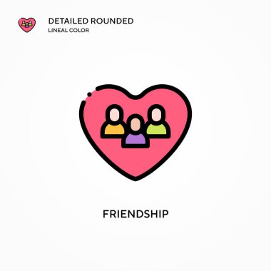 Dostluk vektör simgesi. Modern vektör illüstrasyon kavramları. Düzenlemesi ve kişiselleştirmesi kolay.