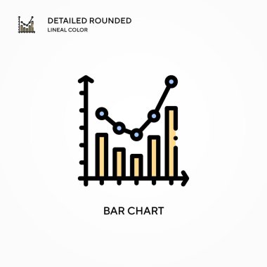 Bar çizelgesi vektör simgesi. Modern vektör illüstrasyon kavramları. Düzenlemesi ve kişiselleştirmesi kolay.