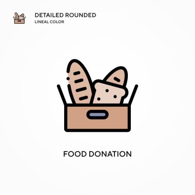 Yiyecek bağışı vektör ikonu. Modern vektör illüstrasyon kavramları. Düzenlemesi ve kişiselleştirmesi kolay.