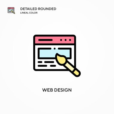 Web tasarım vektör simgesi. Modern vektör illüstrasyon kavramları. Düzenlemesi ve kişiselleştirmesi kolay.