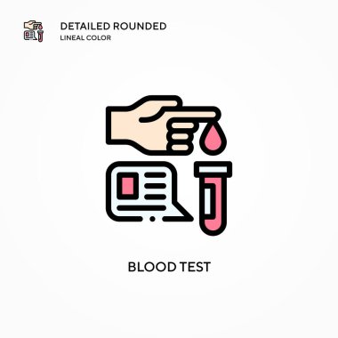 Kan testi vektör simgesi. Modern vektör illüstrasyon kavramları. Düzenlemesi ve kişiselleştirmesi kolay.
