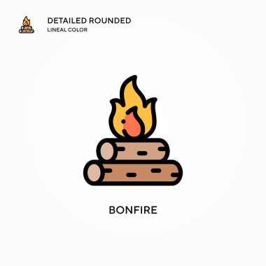 Şenlik ateşi vektör simgesi. Modern vektör illüstrasyon kavramları. Düzenlemesi ve kişiselleştirmesi kolay.
