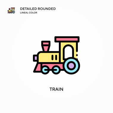 Tren vektör simgesi. Modern vektör illüstrasyon kavramları. Düzenlemesi ve kişiselleştirmesi kolay.