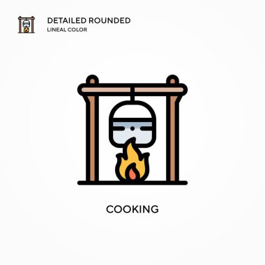 Yemek pişirme vektörü simgesi. Modern vektör illüstrasyon kavramları. Düzenlemesi ve kişiselleştirmesi kolay.
