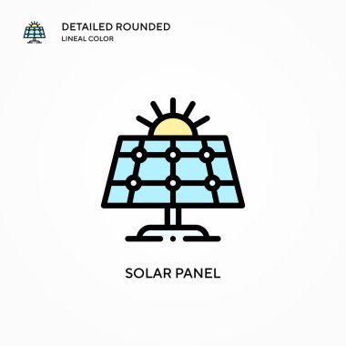 Güneş paneli vektör simgesi. Modern vektör illüstrasyon kavramları. Düzenlemesi ve kişiselleştirmesi kolay.