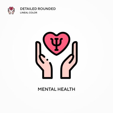 Zihinsel sağlık vektör ikonu. Modern vektör illüstrasyon kavramları. Düzenlemesi ve kişiselleştirmesi kolay.