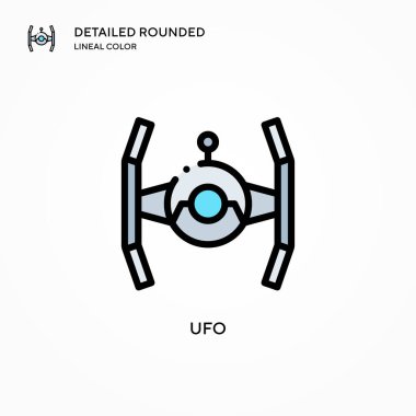 Ufo vektör simgesi. Modern vektör illüstrasyon kavramları. Düzenlemesi ve kişiselleştirmesi kolay.