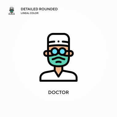 Doktor vektör simgesi. Modern vektör illüstrasyon kavramları. Düzenlemesi ve kişiselleştirmesi kolay.