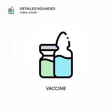 Aşı vektör ikonu. Modern vektör illüstrasyon kavramları. Düzenlemesi ve kişiselleştirmesi kolay.