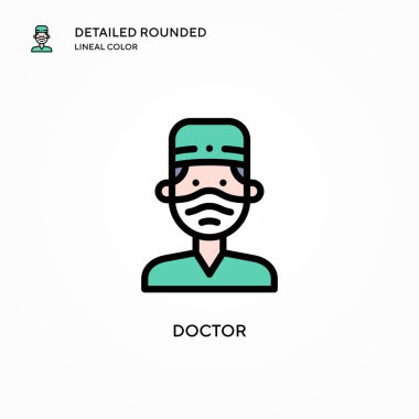 Doktor vektör simgesi. Modern vektör illüstrasyon kavramları. Düzenlemesi ve kişiselleştirmesi kolay.