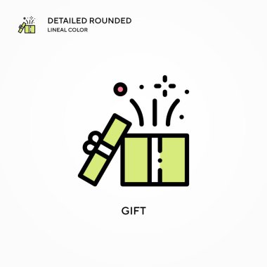 Hediye vektör simgesi. Modern vektör illüstrasyon kavramları. Düzenlemesi ve kişiselleştirmesi kolay.