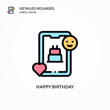 Mutlu yıllar vektör ikonu. Modern vektör illüstrasyon kavramları. Düzenlemesi ve kişiselleştirmesi kolay.