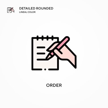 Vektör simgesi sipariş et. Modern vektör illüstrasyon kavramları. Düzenlemesi ve kişiselleştirmesi kolay.