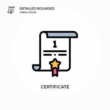 Sertifika vektör simgesi. Modern vektör illüstrasyon kavramları. Düzenlemesi ve kişiselleştirmesi kolay.