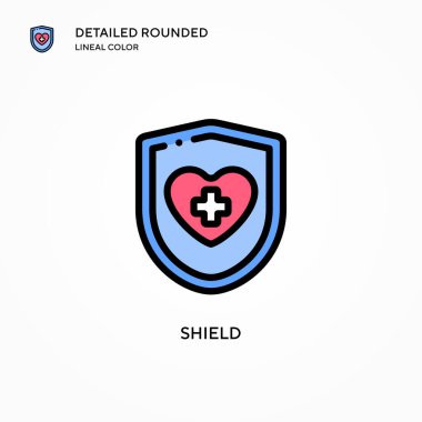 Kalkan vektör simgesi. Modern vektör illüstrasyon kavramları. Düzenlemesi ve kişiselleştirmesi kolay.