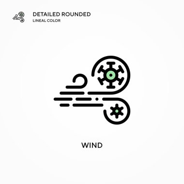 Rüzgar vektör simgesi. Modern vektör illüstrasyon kavramları. Düzenlemesi ve kişiselleştirmesi kolay.
