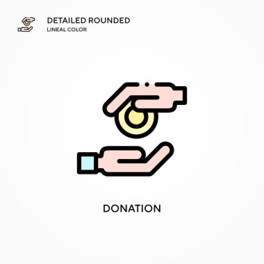 Bağış vektörü simgesi. Modern vektör illüstrasyon kavramları. Düzenlemesi ve kişiselleştirmesi kolay.