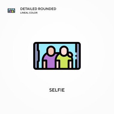 Selfie vektör simgesi. Modern vektör illüstrasyon kavramları. Düzenlemesi ve kişiselleştirmesi kolay.