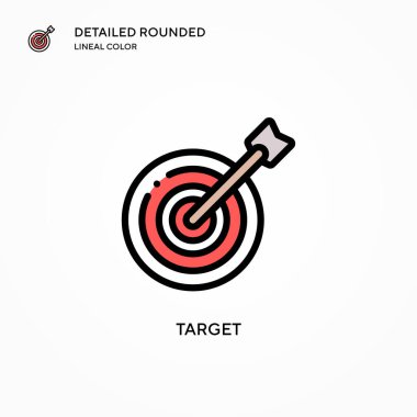 Hedef vektör simgesi. Modern vektör illüstrasyon kavramları. Düzenlemesi ve kişiselleştirmesi kolay.