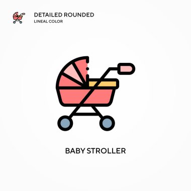 Bebek arabası taşıyıcı ikonu. Modern vektör illüstrasyon kavramları. Düzenlemesi ve kişiselleştirmesi kolay.