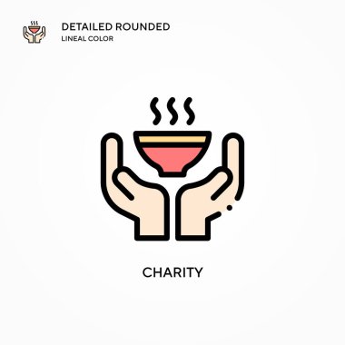 Charity vektör simgesi. Modern vektör illüstrasyon kavramları. Düzenlemesi ve kişiselleştirmesi kolay.
