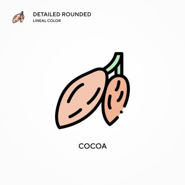 Kakao vektör simgesi. Modern vektör illüstrasyon kavramları. Düzenlemesi ve kişiselleştirmesi kolay.