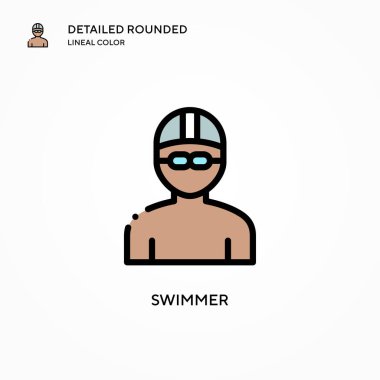 Yüzücü vektör simgesi. Modern vektör illüstrasyon kavramları. Düzenlemesi ve kişiselleştirmesi kolay.