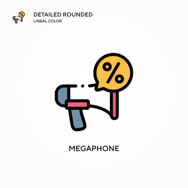 Megafon vektör simgesi. Modern vektör illüstrasyon kavramları. Düzenlemesi ve kişiselleştirmesi kolay.