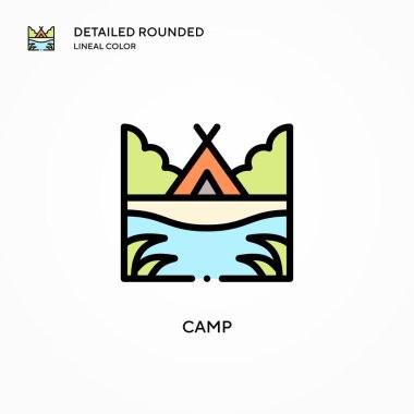 Kamp vektör simgesi. Modern vektör illüstrasyon kavramları. Düzenlemesi ve kişiselleştirmesi kolay.