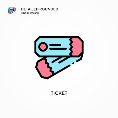 Bilet vektör simgesi. Modern vektör illüstrasyon kavramları. Düzenlemesi ve kişiselleştirmesi kolay.