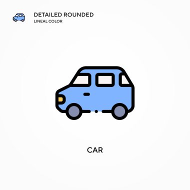 Araba vektör simgesi. Modern vektör illüstrasyon kavramları. Düzenlemesi ve kişiselleştirmesi kolay.