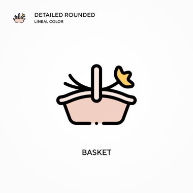 Basket vektör simgesi. Modern vektör illüstrasyon kavramları. Düzenlemesi ve kişiselleştirmesi kolay.