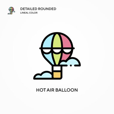 Sıcak hava balonu vektör simgesi. Modern vektör illüstrasyon kavramları. Düzenlemesi ve kişiselleştirmesi kolay.