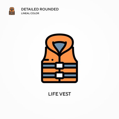 Can yeleği vektör simgesi. Modern vektör illüstrasyon kavramları. Düzenlemesi ve kişiselleştirmesi kolay.
