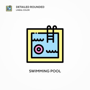 Yüzme havuzu vektör simgesi. Modern vektör illüstrasyon kavramları. Düzenlemesi ve kişiselleştirmesi kolay.