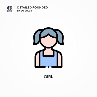 Kız vektör simgesi. Modern vektör illüstrasyon kavramları. Düzenlemesi ve kişiselleştirmesi kolay.
