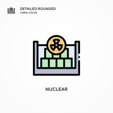 Nükleer vektör simgesi. Modern vektör illüstrasyon kavramları. Düzenlemesi ve kişiselleştirmesi kolay.