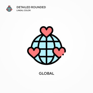 Küresel vektör simgesi. Modern vektör illüstrasyon kavramları. Düzenlemesi ve kişiselleştirmesi kolay.